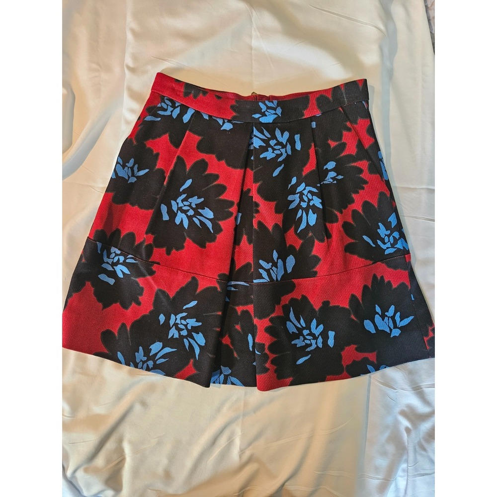 J.Crew "Firework Floral" A-line skirt.  Red, black, and blue floral print.